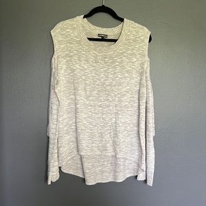 Express Cream Cold Shoulder Sweater - L